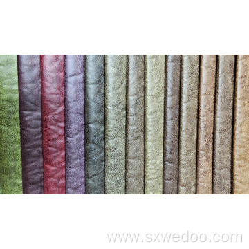 100% Polyester Bronzing Dyeing Leather Looking Sofa Fabric